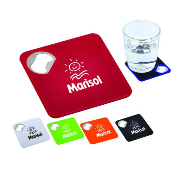 Plastic Square Coaster with Bottle Opener - Image 2