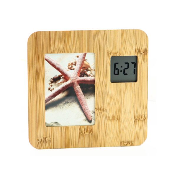 Bamboo Photo Frame with Clock