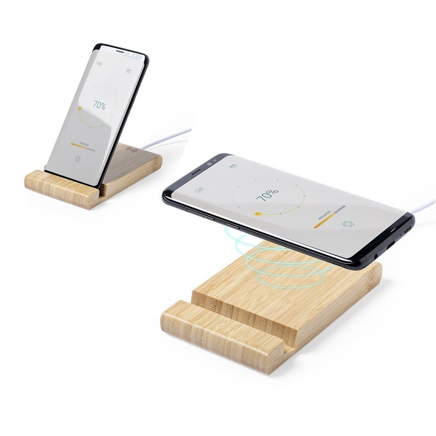 Bamboo Mobile Phone Holder and Wireless Charger