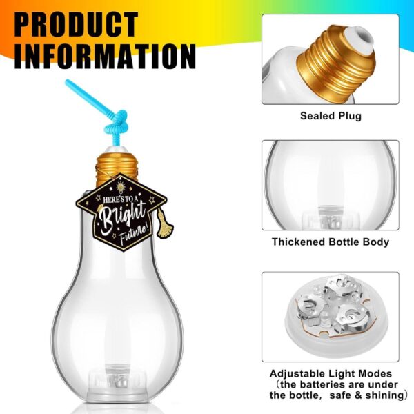 17.5 Oz. Transparent LED Light Up Bulb Cup with Straw - Image 5