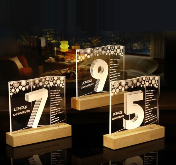 Light Up Acrylic Anniversary Desktop Night Lamp