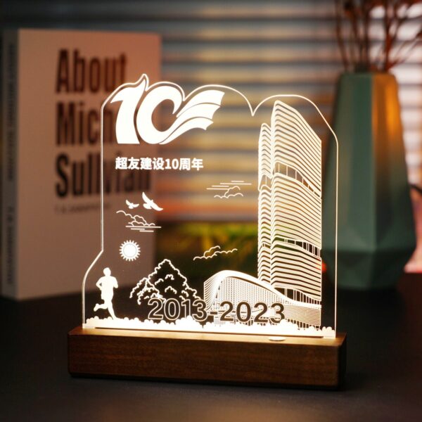 Light Up Acrylic Anniversary Desktop Night Lamp - Image 2