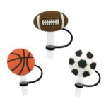 Customized Ball Game Silicone Straw Cover Tumbler Topper