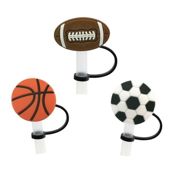 Customized Ball Game Silicone Straw Cover Tumbler Topper