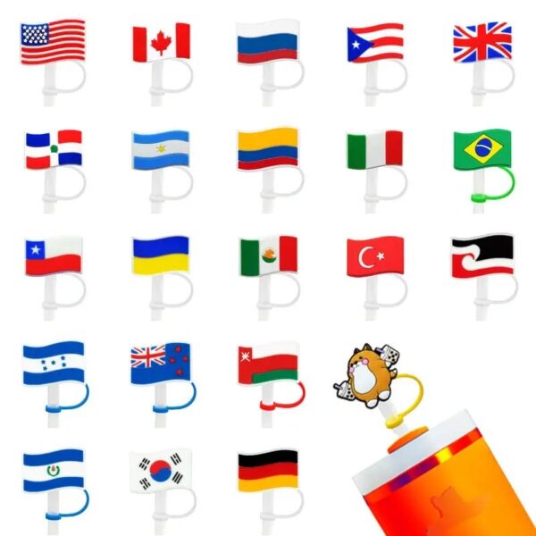 Country Flag Silicone Straw Cover Tumbler Topper - Image 2