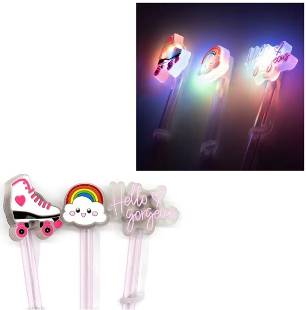 Light Up Silicone Straw Cover Vibration Glow Tumbler Topper