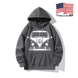 Men's Cozy Fleece-Lined Hoodie with Bus Print